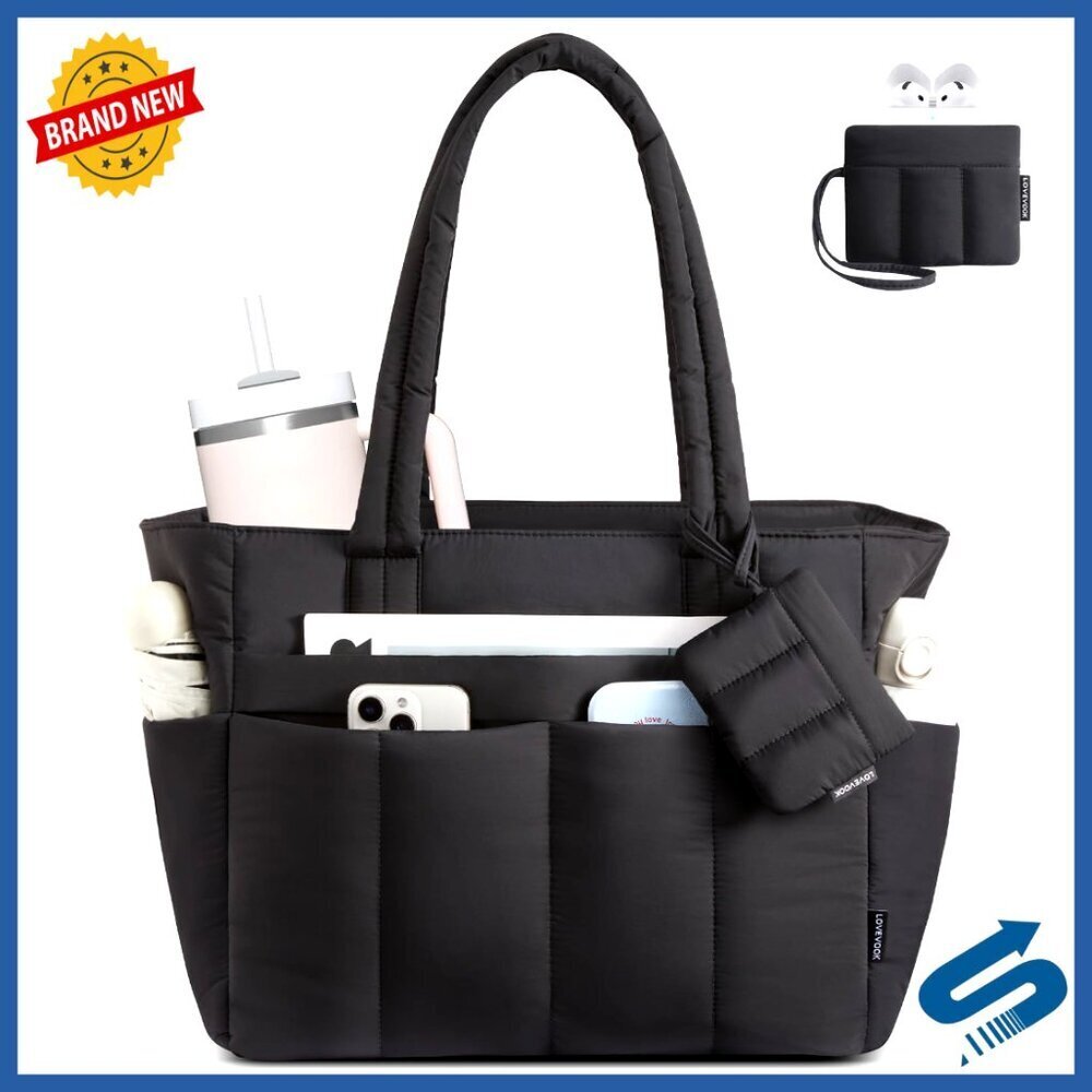 Quilted Puffer Tote Bag Work Travel Laptop Teacher Nurse Office Handbag